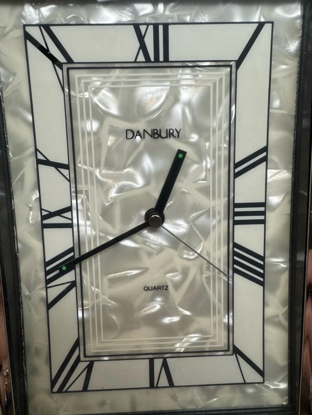 Danbury Quartz Desk Clock w Photo Frame Silver Tone Folding Frame